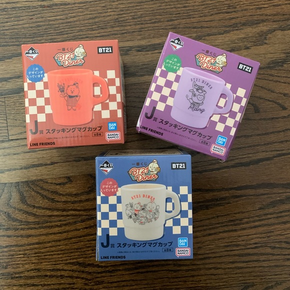 New BT21 Diner Stackable Plastic Mug Cup Set of 3 - Picture 2 of 6